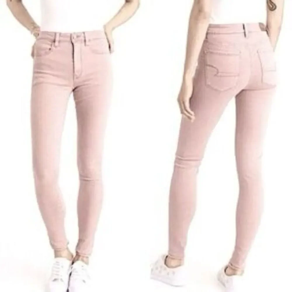AMERICAN EAGLE Women’s Hi Rise Jegging 360 Super Stretch Light Mauve Pink Size 4 - Picture 2 of 15